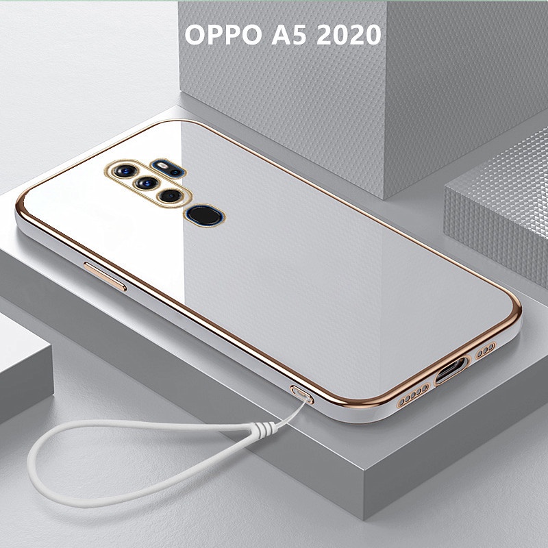 外殼 OPPO A5 2020 外殼電鍍掛繩套軟 TPU 手機殼 OPPO A5 2020