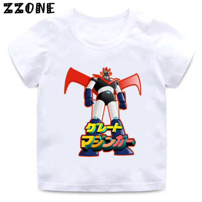 新款日本動漫 Mazinger Z 印花卡通兒童 T 恤女孩衣服男嬰 T 恤夏季短袖兒童上衣,ooo5186