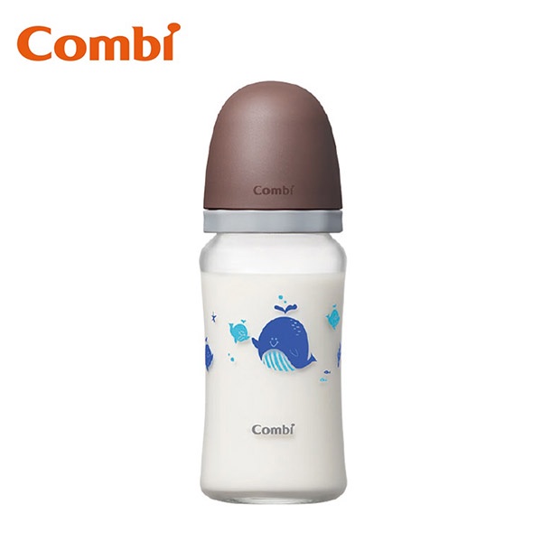 【Combi】真實含乳寬口玻璃奶瓶240ml_棕