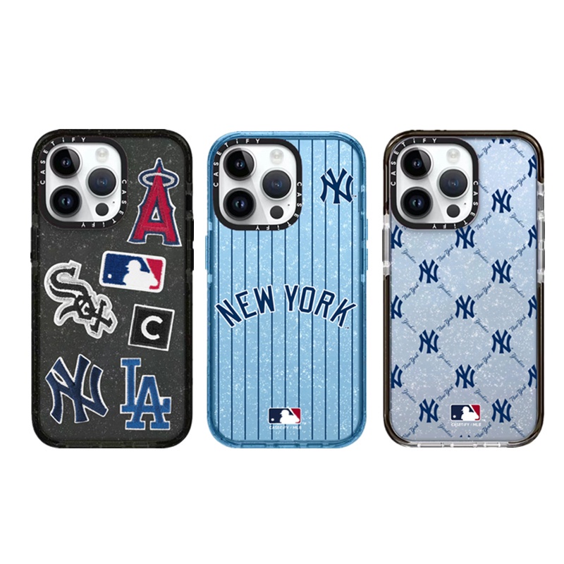 Casetifg 時尚品牌 MLB NY NBA Tag Glitter Bling 透明 TPU 手機殼適用於 iPh