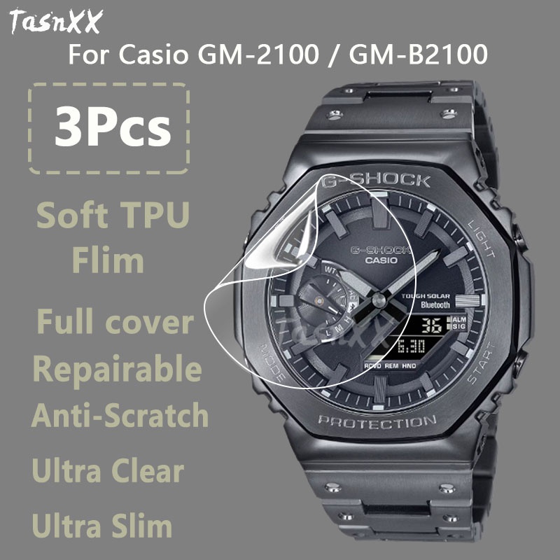 卡西歐 GM-2100 GM-B2100 智能手錶軟 TPU 可修復水凝膠膜的超透明超薄屏幕保護膜 - 非鋼化玻璃