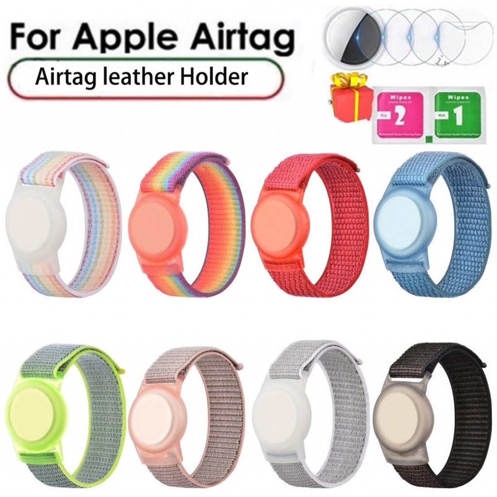 Air tag 腕帶兒童,尼龍空氣標籤手鍊,適合兒童兼容 Apple Air 標籤,帶錶帶支架的空氣標籤保護套,兒童輕便