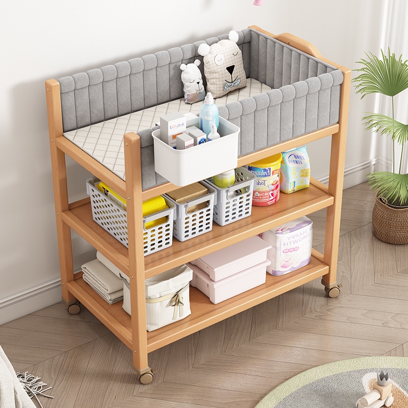 🔥熱賣免運🔥櫸木實木尿布台嬰兒護理台按摩一體多功能寶寶新生嬰兒床換衣置物