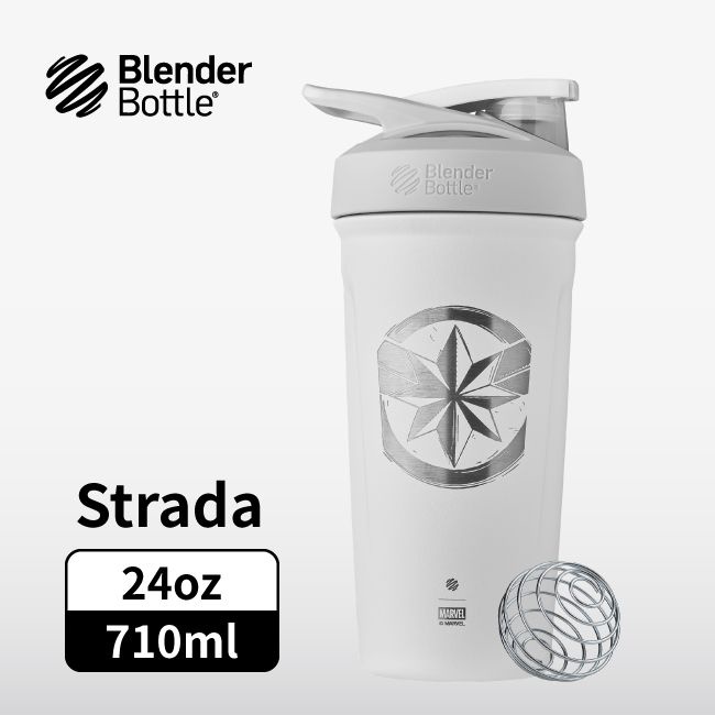 BlenderBottle Strada Marvel漫威聯名不鏽鋼按壓式運動水壺710ml/ 驚奇隊長 eslite誠品