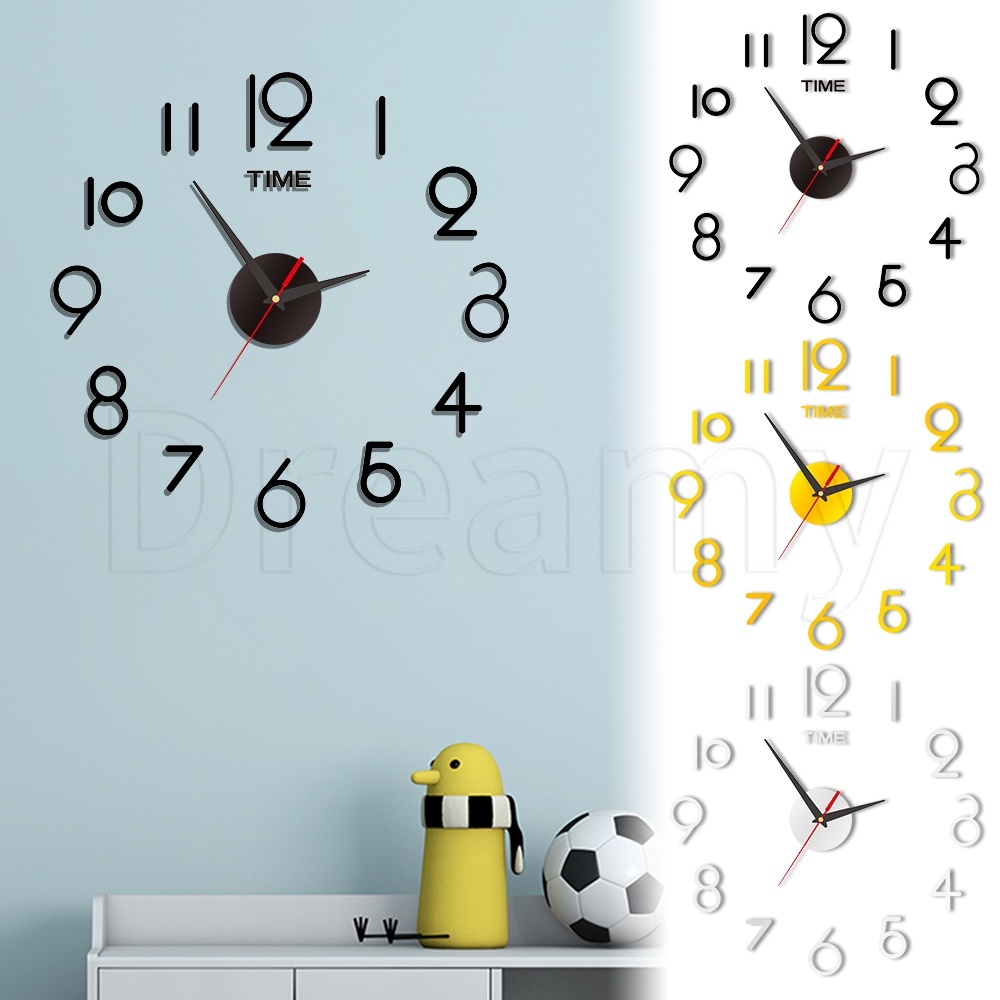 時尚現代設計大掛鐘創意家庭辦公室牆壁裝飾亞克力鏡子掛鐘貼紙靜音石英針掛錶掛鐘 3D DIY