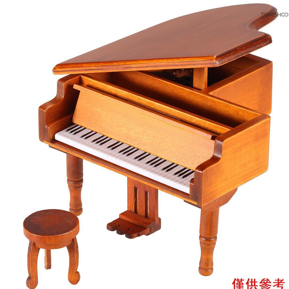 發條木製鋼琴音樂盒古典旋律音樂盒隨機旋律禮物兒童女孩[16][新到貨]