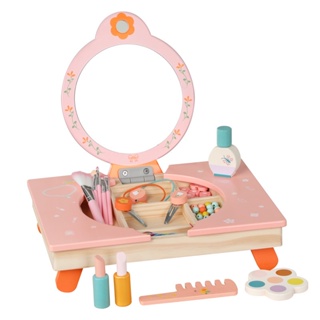 木製摺疊收納梳妝檯 寶寶過家家 模仿化妝親子玩具 互動益智兒童積木 互動玩具