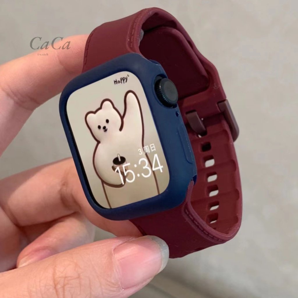 適用於Apple Watch 一體錶帶 矽膠一體表帶 女士錶帶 矽膠錶帶 4 5 6 7代 41mm 45mm 44mm