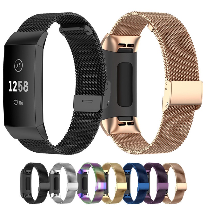 Fitbit Charge 3 4 SE 智能手錶金屬錶帶 Fitbit Charge 2 5 健身腕帶手鍊不銹鋼環帶
