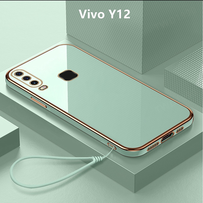 外殼 Vivo Y12 手機殼掛繩電鍍蓋軟 TPU 手機殼 Vivo Y12