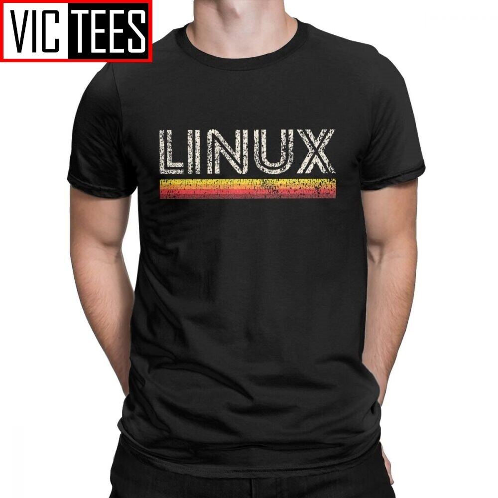 男士 T 恤男士 Linux Ubuntu Unix Linus 電腦 T 恤棉質上衣復古短袖圓領 T 恤 3D 印花