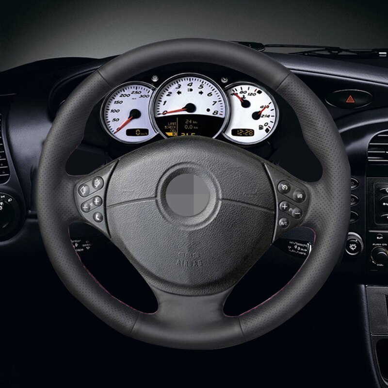 BMW 黑色人造革汽車方向盤套適用於寶馬 E39 5 系 1999-2003 E46 3 系 1999-2005 E53