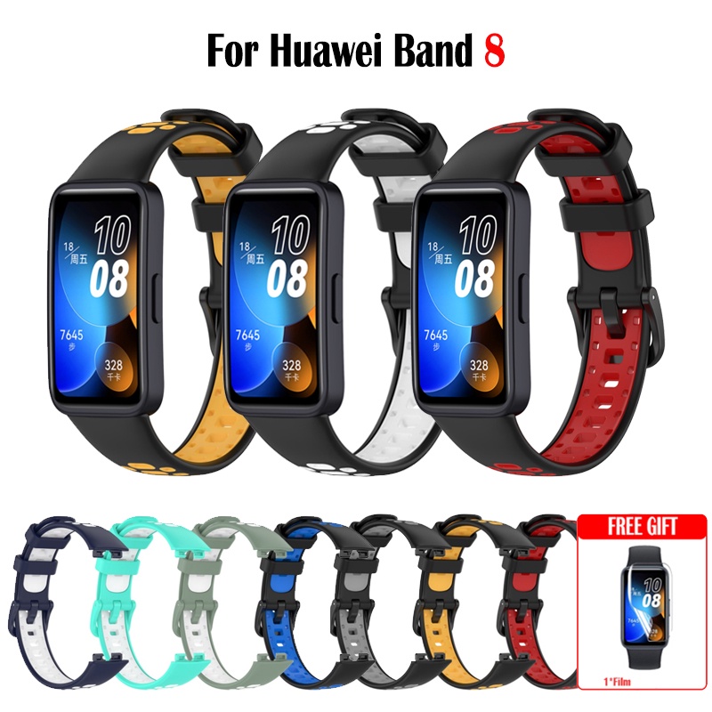 華為手環 8 矽膠錶帶 運動 透氣矽膠錶帶 huawei band 8 雙色矽膠錶帶 腕帶 替換錶帶