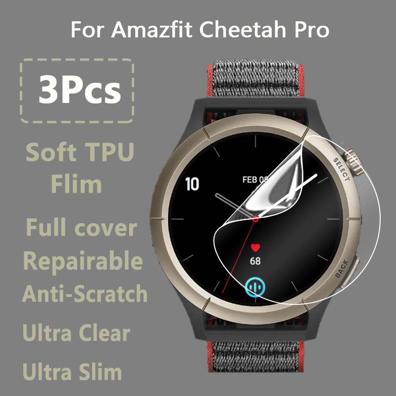 適用於 Amazfit Cheetah / Pro 智能手錶軟 TPU 可修復水凝膠膜的超透明超薄屏幕保護膜 - 非鋼化