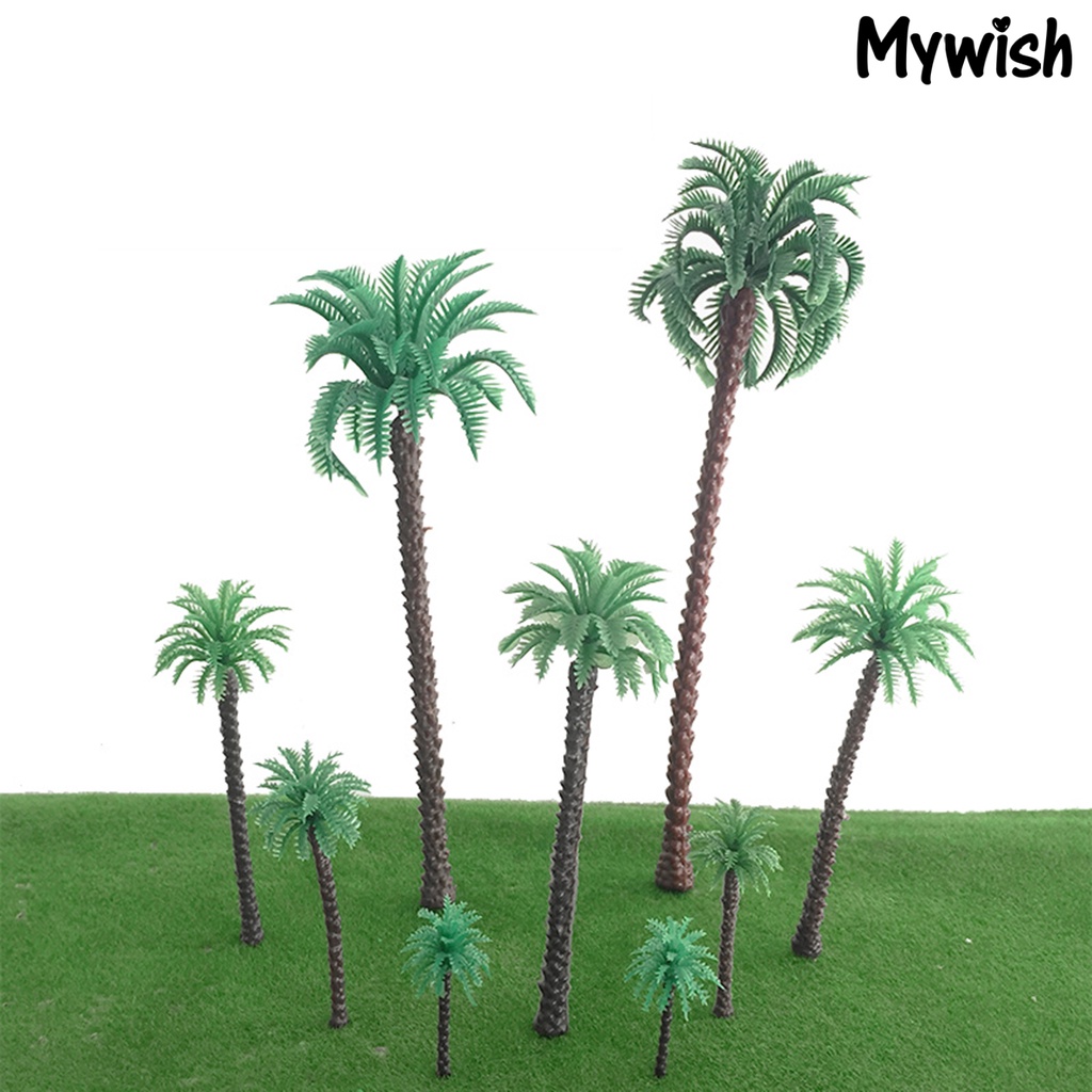 【萌寶屋】建築沙盤 微景觀園林仿真模型樹 迷你塑膠 熱帶椰子樹5pcs