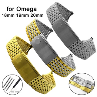 9 珠不銹鋼錶帶適用於歐米茄 18 毫米 19 毫米 20 毫米金屬手鍊帶折疊扣錶帶