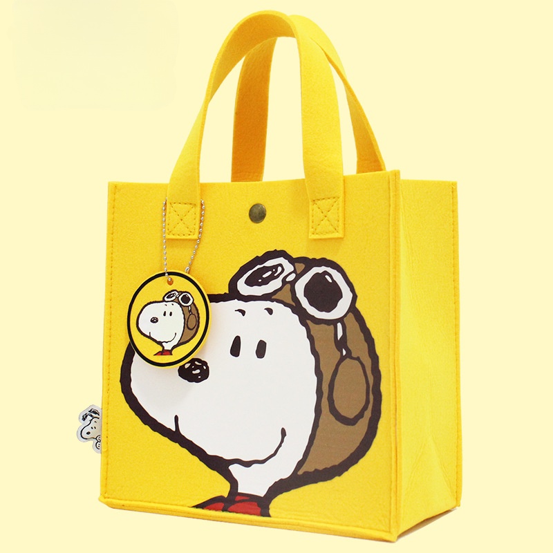 卡通史努比便當包 毛氈手拎包 日式便當包 可愛隨身包拎袋子買菜包飯盒