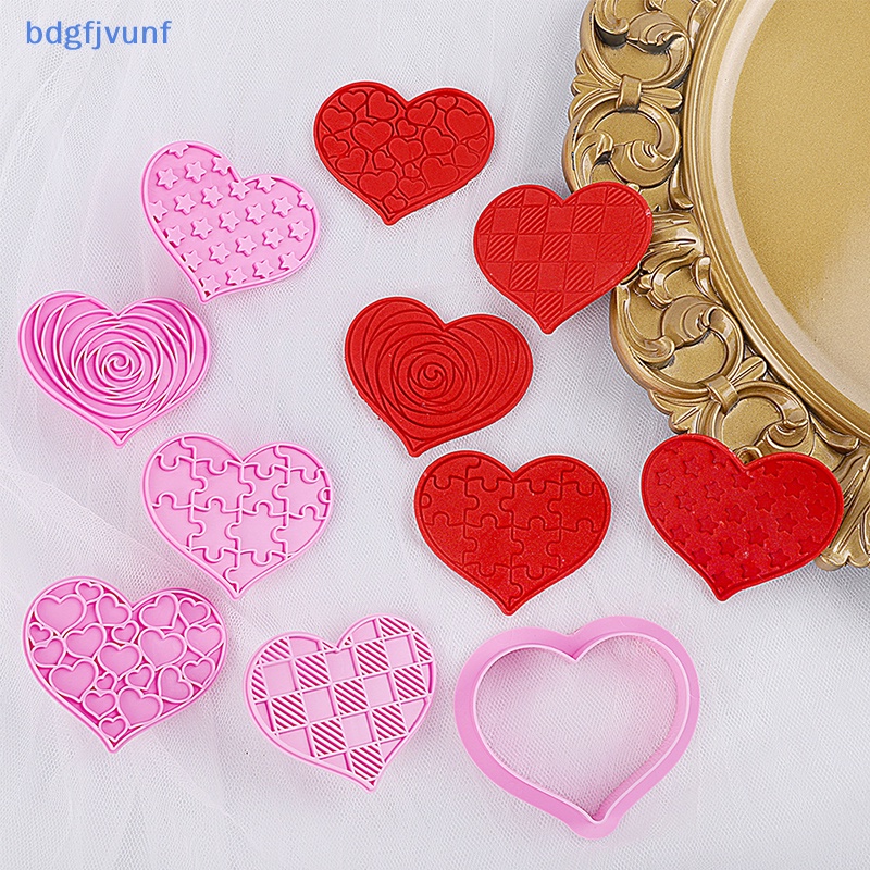 Bdgf 6 件心形餅乾郵票切割器 DIY 塑料餅乾模具,適用於情人節
