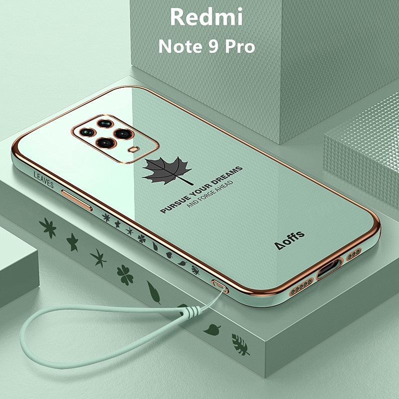 外殼 Redmi Note 9 Pro 手機殼楓葉電鍍保護套軟 TPU 手機殼 Redmi Note 9 Pro