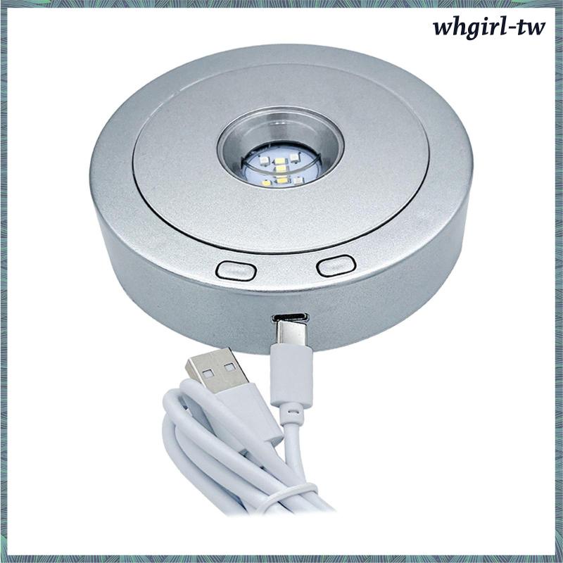 [WhgirlTW] 旋轉展示架速度可調,帶彩色 LED 燈電動轉盤,用於攝影產品展示辦公室家用