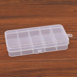 10格固定分格收納盒 透明魚具盒飾品串珠魚鉤螺絲分類塑膠收納盒