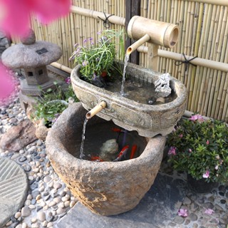 【✨現貨 宅配到府🚛】庭院復古假山噴泉 景觀民宿花園落地流水魚池 庭院魚缸造景 禪意陽臺造景裝飾擺件 風水招財流水