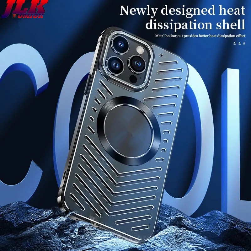 [JLK] 金屬磁性散熱手機殼 適用 iPhone 12 13 14 Pro Max 無線充電殼防震 保護套 現貨