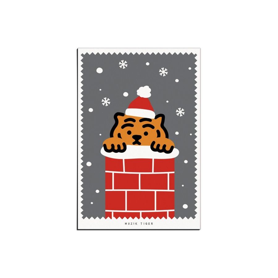 韓國 MUZIK TIGER 耶誕名信片/ Chimney Santa Tiger eslite誠品