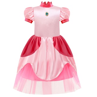 萬聖節兒童碧姬公主裙蕾絲超級瑪麗馬里奧碧琪cosplay服裝