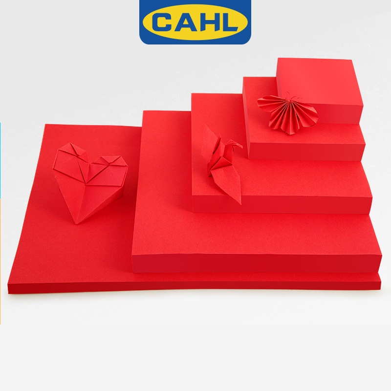 紅色摺紙 100 張方形雙面彩色紙易折疊高級日本紙適合初學者