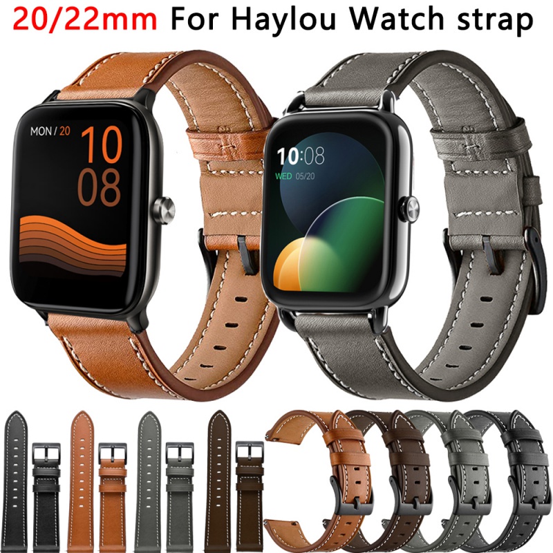 適用於嘿嘍Haylou RS4 Plus/RS4/LS02/LS12/LS04/RS3 20 22mm智能手錶皮革錶帶