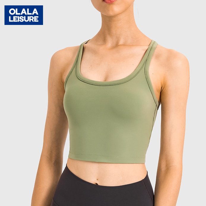 OLALA 新款親膚裸感含胸墊小背心女  休閑百搭運動內衣