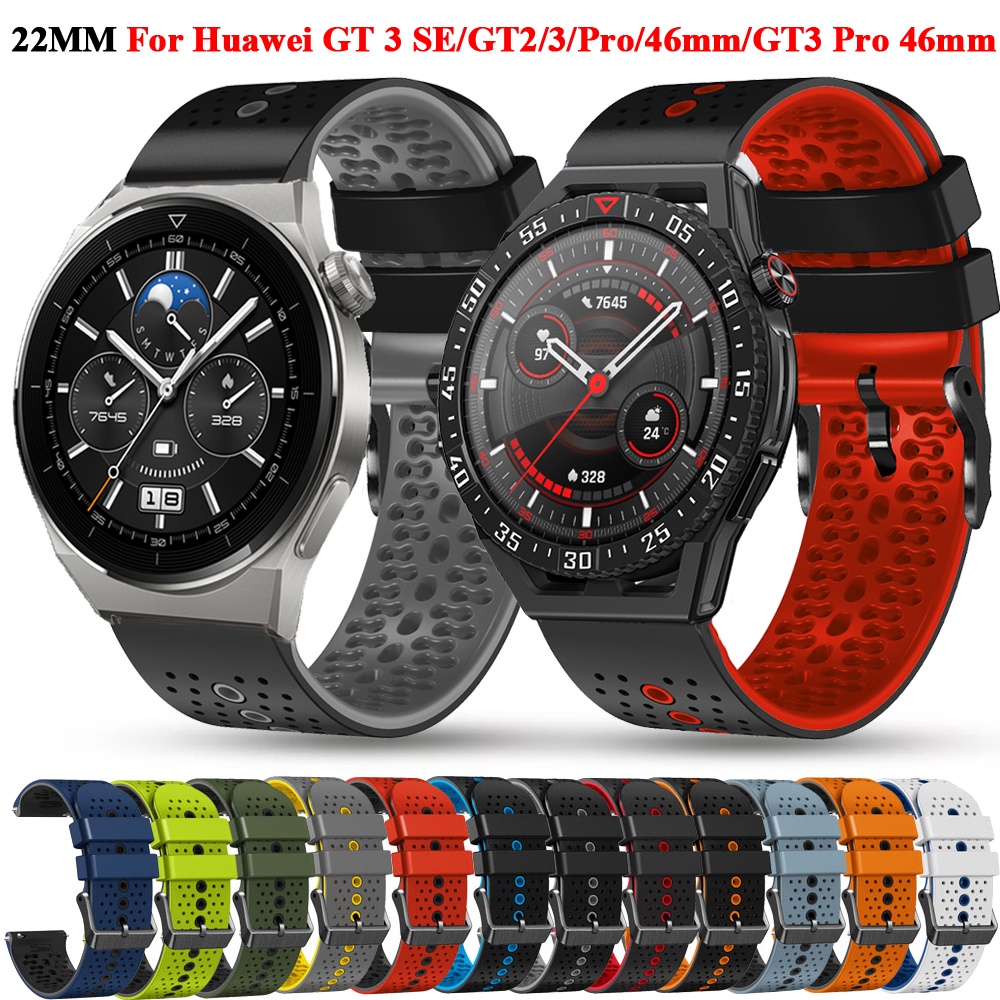 22mm矽膠錶帶適用於華為 Watch GT3 GT 3 SE GT2 46mm 智能手錶 GT3 Pro 46 雙色