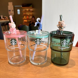星巴克隨享杯 經典綠 /櫻花粉透明玻璃杯 雙飲口吸管杯 復古墨綠咖啡杯