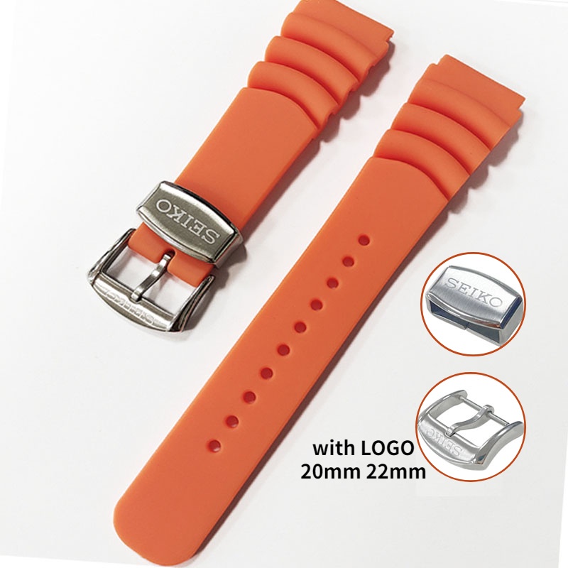 20 毫米 22 毫米矽膠錶帶帶鋼圈標誌扣,適用於 SEIKO Diving 007 鮑魚罐頭樹脂錶帶