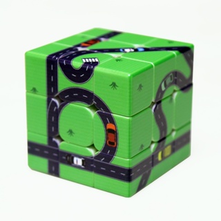 綠色公路個性設計兒童益智趣味玩具UV列印三階競速拼圖魔方