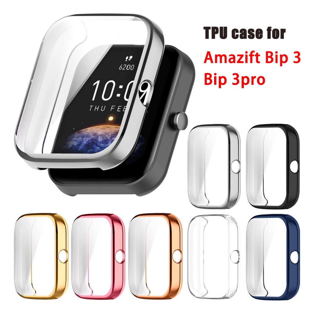 適用於華米 Amazfit Bip 3 Pro 智能手錶的軟 TPU 保護殼電鍍屏幕保護膜