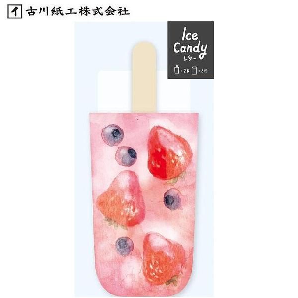 日本 Wa-Life 冰棒造型迷你信封信紙組/ 草莓 eslite誠品