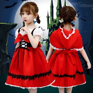 新款萬聖節兒童小紅帽服裝cosplay角色扮演表表演洋裝衣服裙子