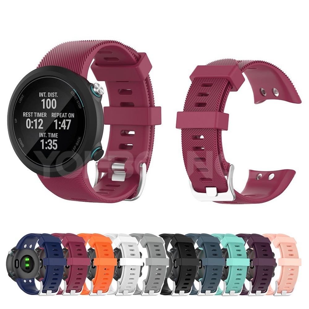 適用於佳明Garmin Forerunner 45/45S官方矽膠錶帶Garmin Swim 2運動矽膠替換腕帶