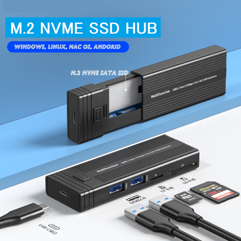 Usb C 集線器 M.2 NVME SATA SSD 接口適配器智能型轉基座讀卡器分配器適用於 MacBook