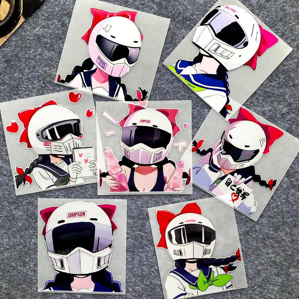 1 件裝流行音樂女孩卡通動漫動漫動漫摩托車車身頭盔貼紙裝飾電動車覆蓋划痕美化貼紙