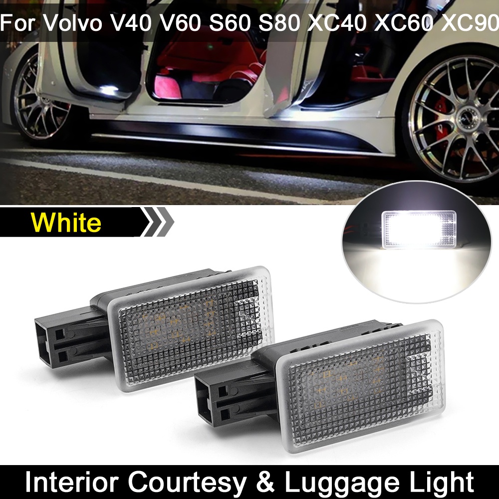 2 件白色室內燈 LED 門禮貌燈腳坑燈行李箱燈適用於沃爾沃 V40 V60 S60 S80 XC40 XC60 XC7