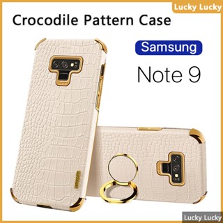 鱷魚紋三星 Note 9 手機殼 PU 皮革指環支架支架全面保護相機鍍金超薄優秀防指紋 Note 8 20 Ultra