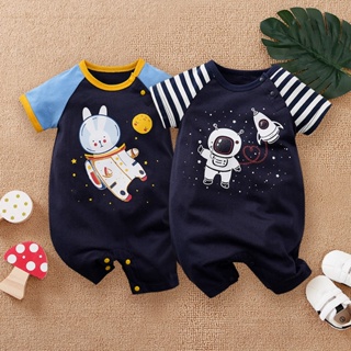 夏季太空風格男嬰連體衣宇航員短袖嬰兒連身衣