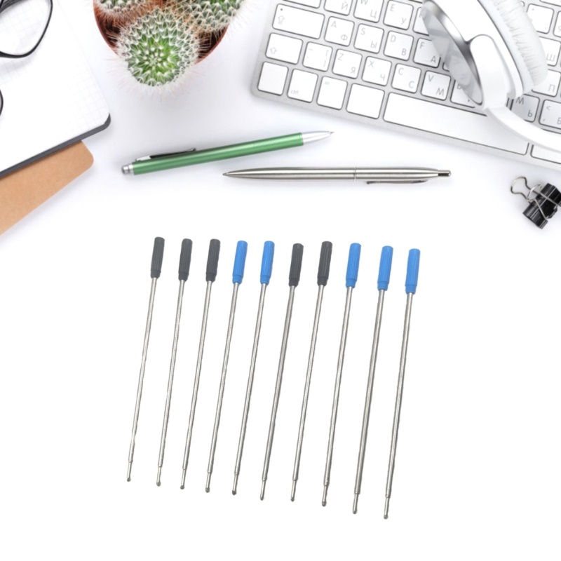 Goo 10 支金屬筆芯藍色黑色墨水筆芯 115 毫米替換圓珠筆筆芯 1 毫米筆尖筆芯