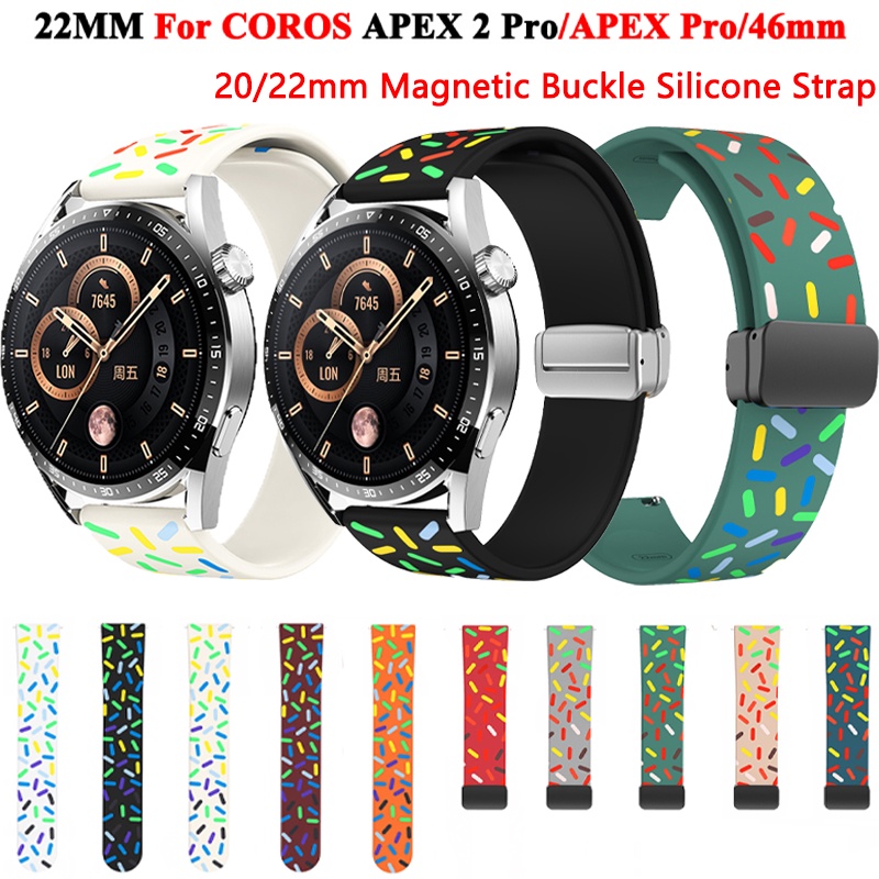 22 毫米磁扣矽膠錶帶適用於 COROS APEX 2 Pro 錶帶 APEX Pro APEX 46 毫米腕帶手鍊配件