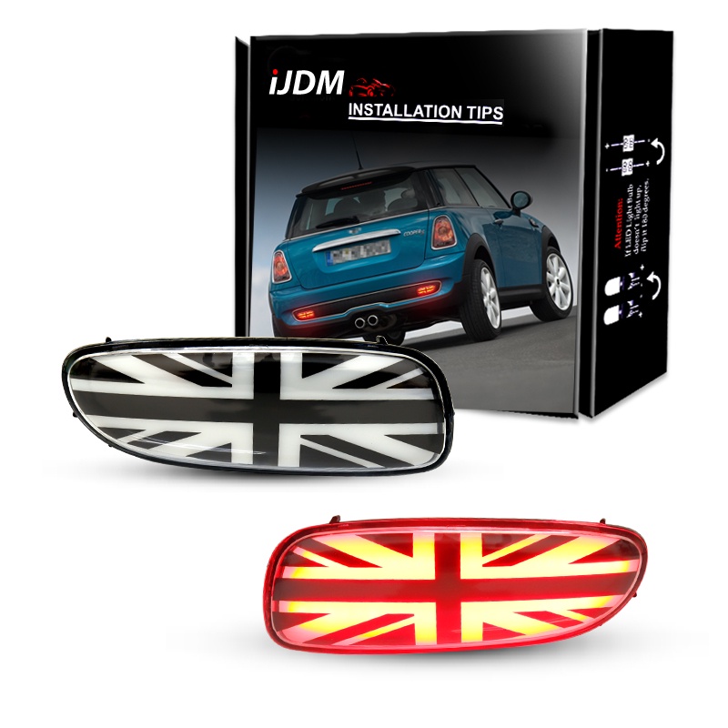 Ijdm MINI Cooper R56 R57 R58 R59 尾燈式後保險槓反射燈功能作為後霧/行車燈,英國國旗