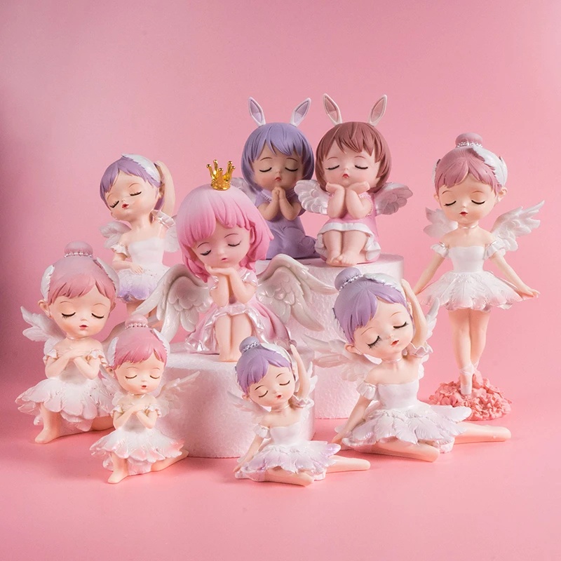 芭蕾女孩天使蛋糕裝飾公主蛋糕裝飾生日派對婚禮裝飾嬰兒送禮會女孩禮物天使女孩娃娃蛋糕裝飾品