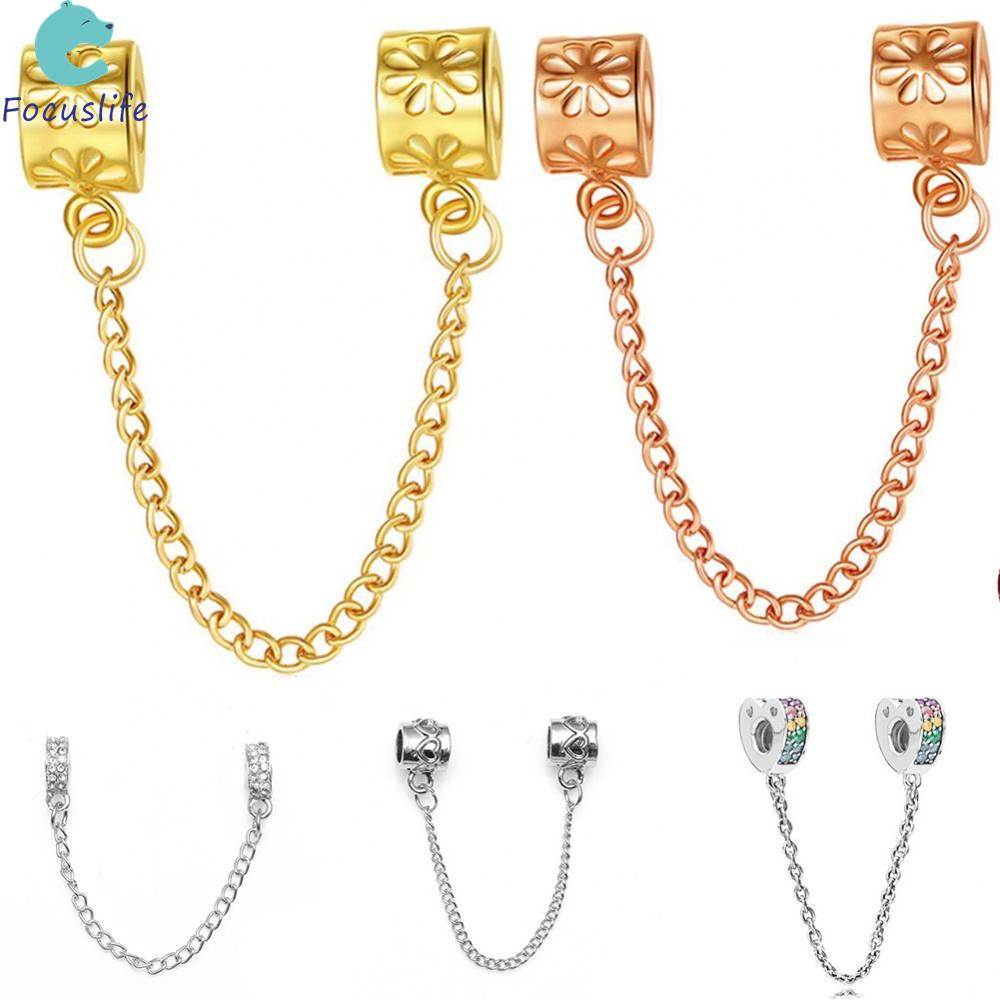 Pandora 無螺紋安全鏈保護鏈適合 925 純銀蛇鏈珠手鍊和手鐲配件